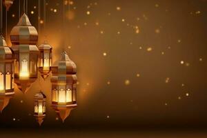 Eid mubarak and ramadan kareem greetings with islamic lantern and mosque. Eid al fitr background. Eid al fitr background of window concept by AI Generated photo