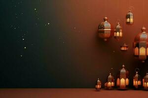 Eid mubarak and ramadan kareem greetings with islamic lantern and mosque. Eid al fitr background. Eid al fitr background of window concept by AI Generated photo