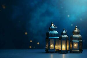 Eid mubarak and ramadan kareem greetings with islamic lantern and mosque. Eid al fitr background. Eid al fitr background of window concept by AI Generated photo