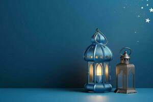 Eid mubarak and ramadan kareem greetings with islamic lantern and mosque. Eid al fitr background. Eid al fitr background of window concept by AI Generated photo