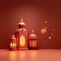 Eid mubarak and ramadan kareem greetings with islamic lantern and mosque. Eid al fitr background. Eid al fitr background of window concept by AI Generated photo