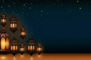 Eid mubarak and ramadan kareem greetings with islamic lantern and mosque. Eid al fitr background. Eid al fitr background of window concept by AI Generated photo