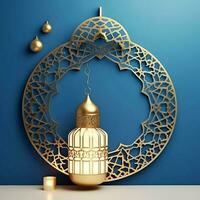 Eid mubarak and ramadan kareem greetings with islamic lantern and mosque. Eid al fitr background. Eid al fitr background of window concept by AI Generated photo