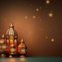 Eid mubarak and ramadan kareem greetings with islamic lantern and mosque. Eid al fitr background. Eid al fitr background of window concept by AI Generated photo