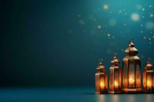 Eid mubarak and ramadan kareem greetings with islamic lantern and mosque. Eid al fitr background. Eid al fitr background of window concept by AI Generated photo