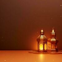 Eid mubarak and ramadan kareem greetings with islamic lantern and mosque. Eid al fitr background. Eid al fitr background of window concept by AI Generated photo