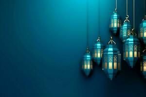 Eid mubarak and ramadan kareem greetings with islamic lantern and mosque. Eid al fitr background. Eid al fitr background of window concept by AI Generated photo