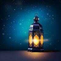 Eid mubarak and ramadan kareem greetings with islamic lantern and mosque. Eid al fitr background. Eid al fitr background of window concept by AI Generated photo