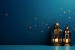 Eid mubarak and ramadan kareem greetings with islamic lantern and mosque. Eid al fitr background. Eid al fitr background of window concept by AI Generated photo