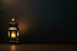 Eid mubarak and ramadan kareem greetings with islamic lantern and mosque. Eid al fitr background. Eid al fitr background of window concept by AI Generated photo
