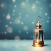 Eid mubarak and ramadan kareem greetings with islamic lantern and mosque. Eid al fitr background. Eid al fitr background of window concept by AI Generated photo