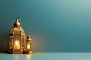 Eid mubarak and ramadan kareem greetings with islamic lantern and mosque. Eid al fitr background. Eid al fitr background of window concept by AI Generated photo