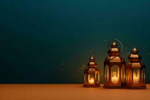 Eid mubarak and ramadan kareem greetings with islamic lantern and mosque. Eid al fitr background. Eid al fitr background of window concept by AI Generated photo