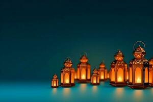 Eid mubarak and ramadan kareem greetings with islamic lantern and mosque. Eid al fitr background. Eid al fitr background of window concept by AI Generated photo