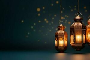 Eid mubarak and ramadan kareem greetings with islamic lantern and mosque. Eid al fitr background. Eid al fitr background of window concept by AI Generated photo