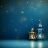 Eid mubarak and ramadan kareem greetings with islamic lantern and mosque. Eid al fitr background. Eid al fitr background of window concept by AI Generated photo