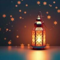 Eid mubarak and ramadan kareem greetings with islamic lantern and mosque. Eid al fitr background. Eid al fitr background of window concept by AI Generated photo