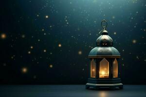 Eid mubarak and ramadan kareem greetings with islamic lantern and mosque. Eid al fitr background. Eid al fitr background of window concept by AI Generated photo