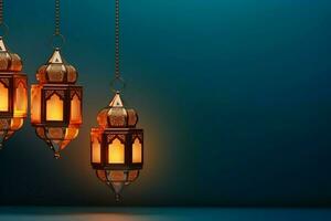 Eid mubarak and ramadan kareem greetings with islamic lantern and mosque. Eid al fitr background. Eid al fitr background of window concept by AI Generated photo