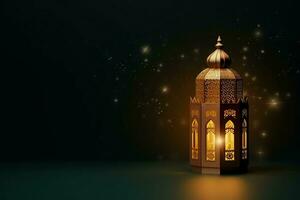 Eid mubarak and ramadan kareem greetings with islamic lantern and mosque. Eid al fitr background. Eid al fitr background of window concept by AI Generated photo