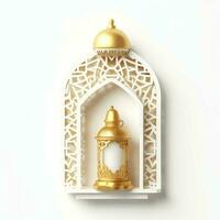Eid mubarak and ramadan kareem greetings with islamic lantern and mosque. Eid al fitr background. Eid al fitr background of window concept by AI Generated photo