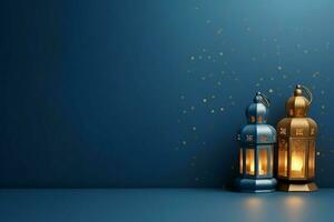 Eid mubarak and ramadan kareem greetings with islamic lantern and mosque. Eid al fitr background. Eid al fitr background of window concept by AI Generated photo