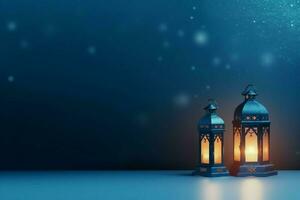 Eid mubarak and ramadan kareem greetings with islamic lantern and mosque. Eid al fitr background. Eid al fitr background of window concept by AI Generated photo