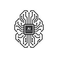 Brain circuit board logo, artificial intelligence technology chip design concept vector