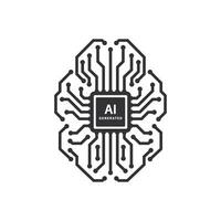 Brain circuit board logo, artificial intelligence technology chip design concept vector