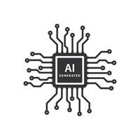 Creative logo of artificial intelligence combined with processor chip isolated on white background vector