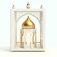 Eid mubarak and ramadan kareem greetings with islamic lantern and mosque. Eid al fitr background. Eid al fitr background of window concept by AI Generated photo