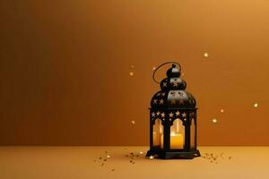 Eid mubarak and ramadan kareem greetings with islamic lantern and mosque. Eid al fitr background. Eid al fitr background of window concept by AI Generated photo