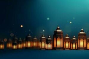 Eid mubarak and ramadan kareem greetings with islamic lantern and mosque. Eid al fitr background. Eid al fitr background of window concept by AI Generated photo