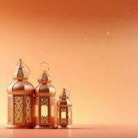 Eid mubarak and ramadan kareem greetings with islamic lantern and mosque. Eid al fitr background. Eid al fitr background of window concept by AI Generated photo