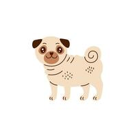 Cute funny pug vector illustration in cartoon style