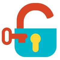 Open Padlock Key Business Process Flat Icon vector