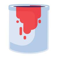 Flat Hazardous Waste Red Paint Can Icon vector