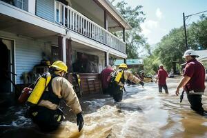 AI generated As a result of the flood, city streets and the first floors of buildings were flooded. Rescue operations are underway photo