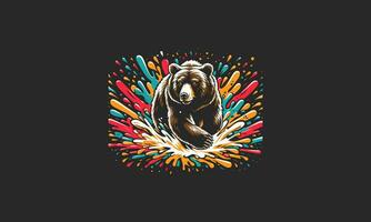 bear with splash background vector artwork design