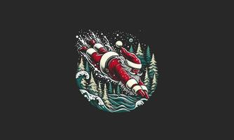 Papa Noel buceo en bosque vector ilustración obra de arte diseño