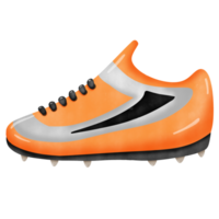 an orange football shoe with spikes on the bottom png