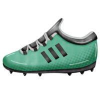 a green football shoe with black stripes on the side png