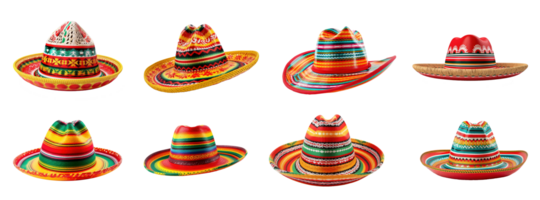 ai genererad uppsättning av cinco de mayo hatt isolerat på transparent bakgrund. png