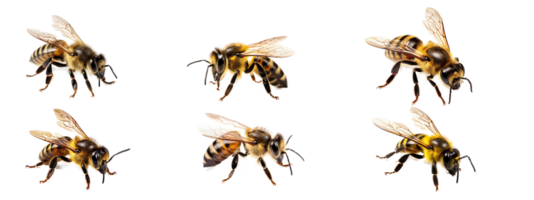 AI generated Set of bee isolated on a transparent background. png