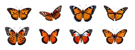ai generiert einstellen von anmutig Schmetterling auf transparent Hintergrund png