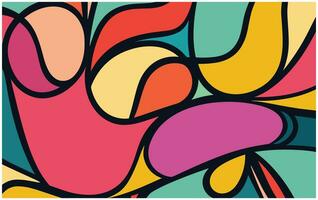 abstract colorful background with swirls and lines in retro style, vector illustration