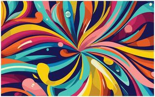 abstract colorful background with swirls and lines in retro style, vector illustration