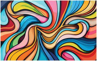 abstract colorful background with swirls and lines in retro style, vector illustration