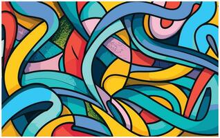 abstract colorful background with swirls and lines in retro style, vector illustration