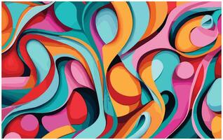 abstract colorful background with swirls and lines in retro style, vector illustration